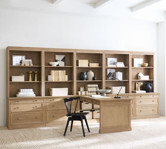 Livingston Peninsula Desk with 175" Bookcase Suite