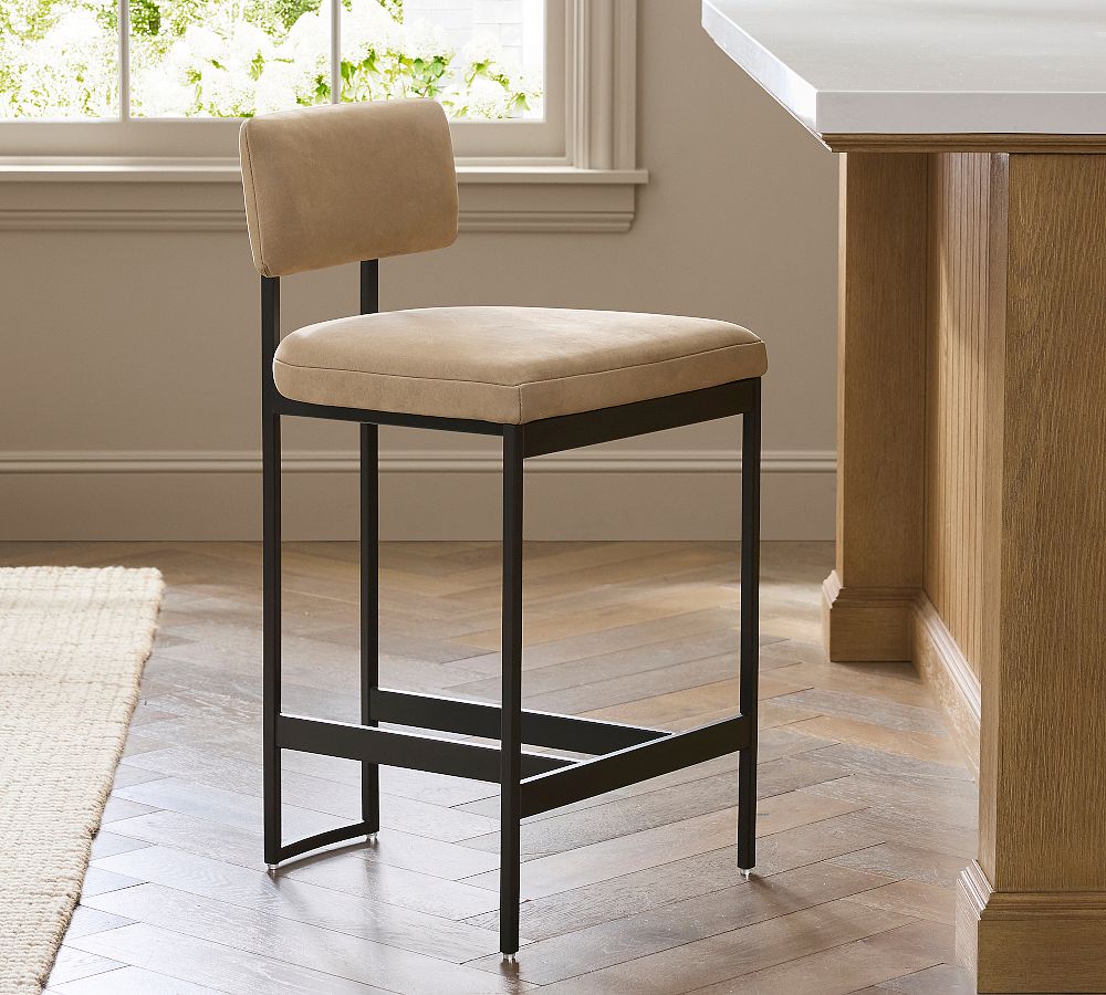Lowen Leather Stool by Pottery Barn