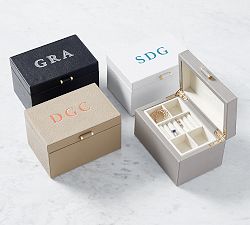 Quinn Small Leather Jewelry Box - Shadow Printed