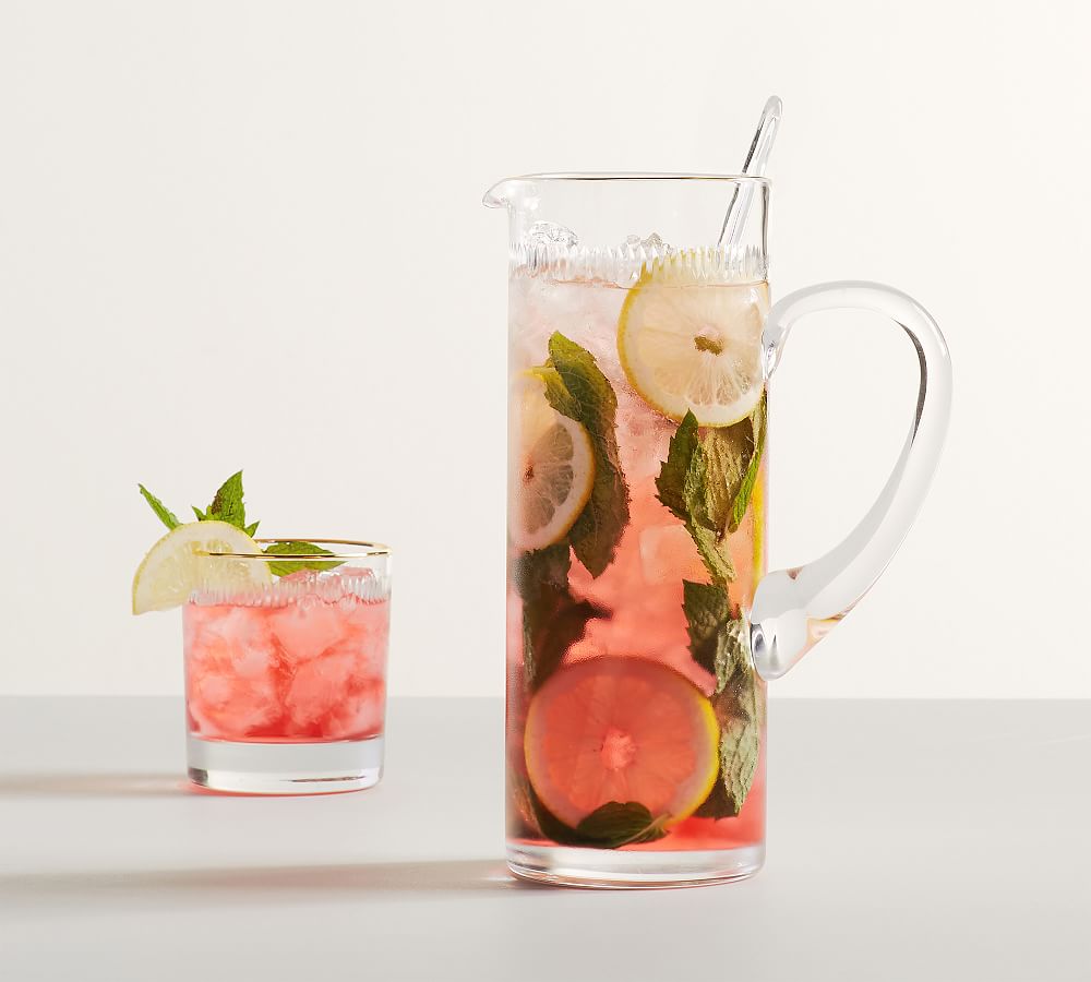 Etched Gold Rim Cocktail Pitcher with Stirrer by Pottery Barn