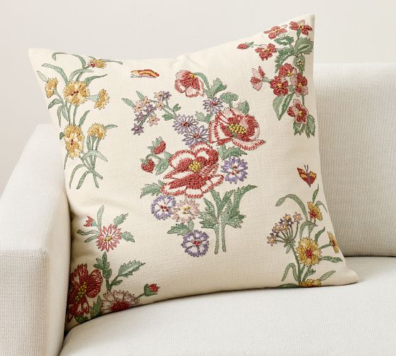 Felicity Floral Embroidered Pillow Cover