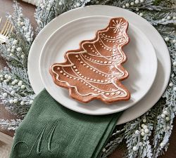 Gingerbread Tree Stoneware Appetizer Plates - Set of 4