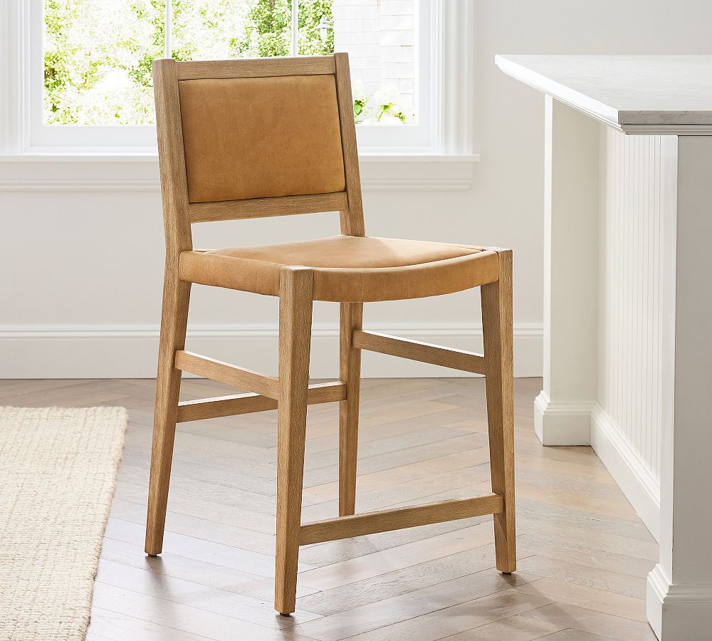 Tatum Leather Stool by Pottery Barn