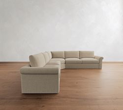 Westwood Roll Arm Slipcovered 3-Piece L-Shaped Wedge Sleeper Sectional (130")