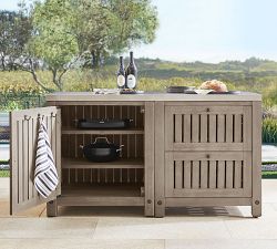 Abbott Outdoor Kitchen Acacia Two-Drawer &amp; Single-Door Cabinet