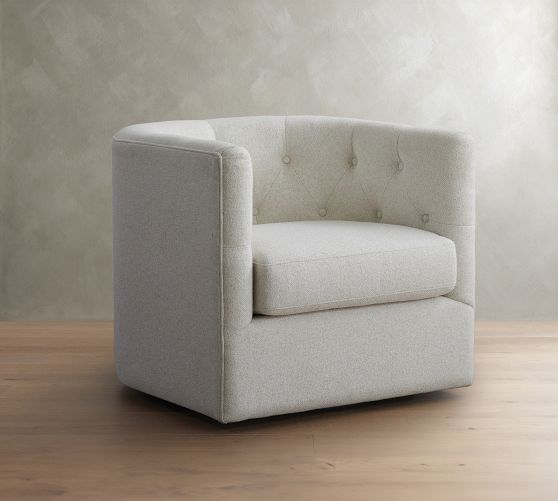 Ayden Tufted Barrel Arm Swivel Chair by Pottery Barn