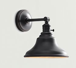 Curved Metal Bell Straight Arm Sconce (10'')