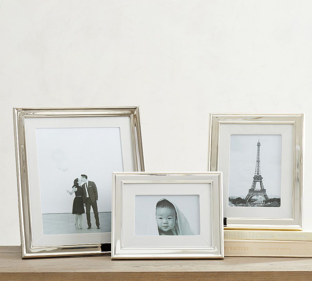 5x7 Personalized Silver-Plated Grosgrain Ribbon Mat Frames