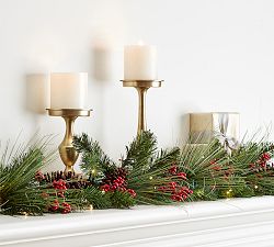 Lit Faux Red Berry &amp; Pine Garland