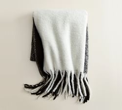 Color Blocked Faux Mohair Throw