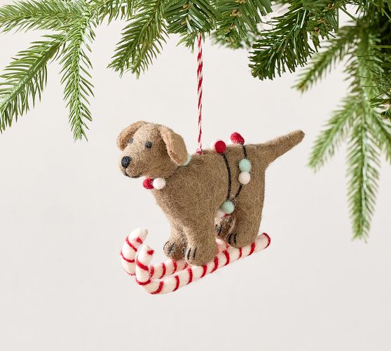 Felt Sledding Dog with Lights Ornaments