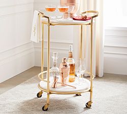 Monique Lhuillier Round Marble Bar Cart