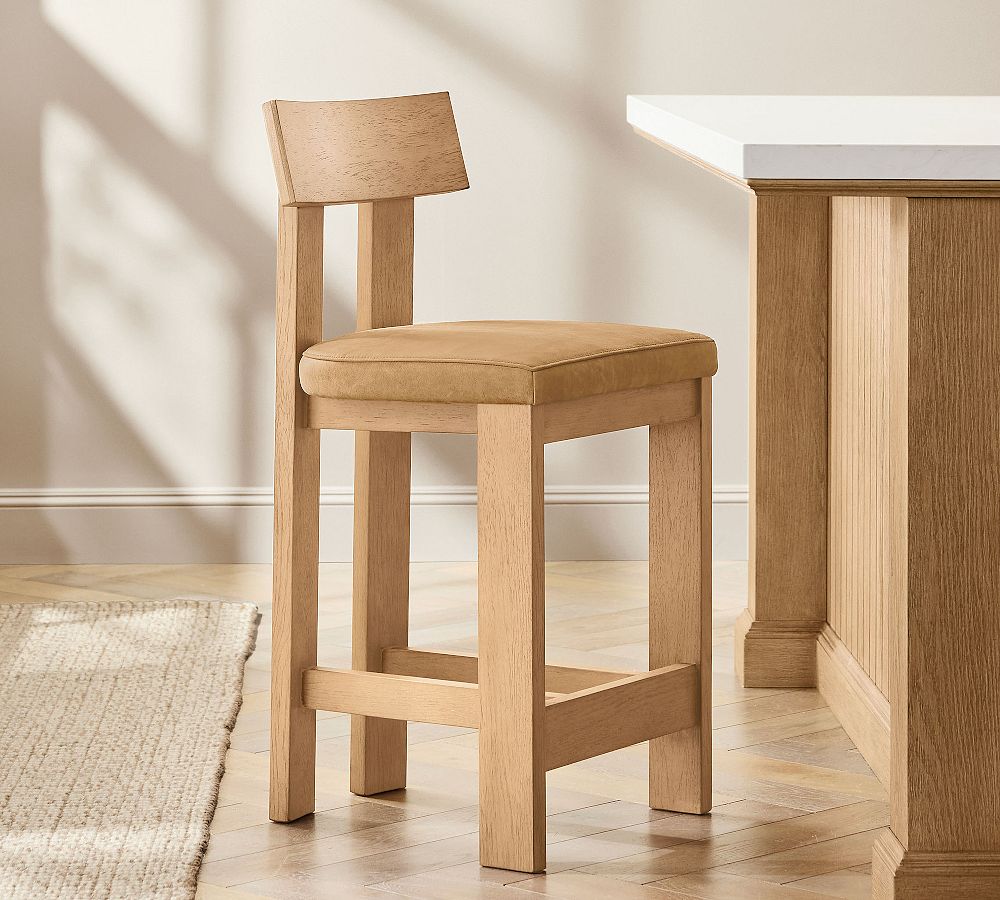 Aldon Leather Stool by Pottery Barn