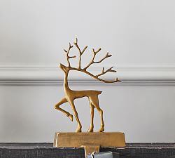 Brass Sculpted Reindeer Stocking Holders