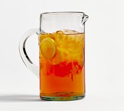 Etched Floral Recycled Glass Pitcher