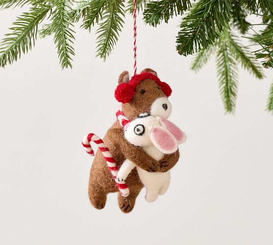 Felt Animals Hugging Ornament