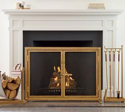 Industrial 44" Fireplace Screen with Doors