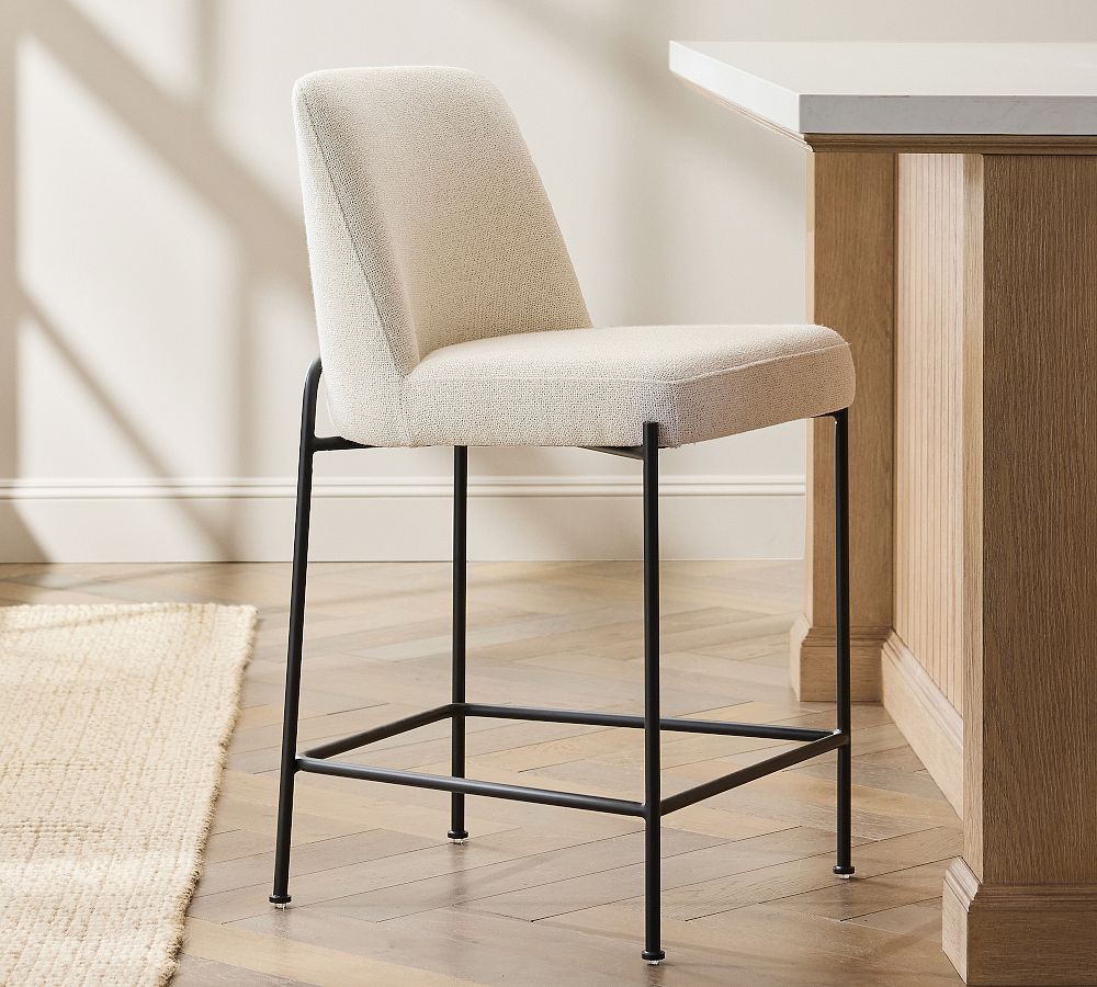 Layton Upholstered Metal Stool by Pottery Barn