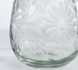 Etched Floral Recycled Stemless Wine Glasses