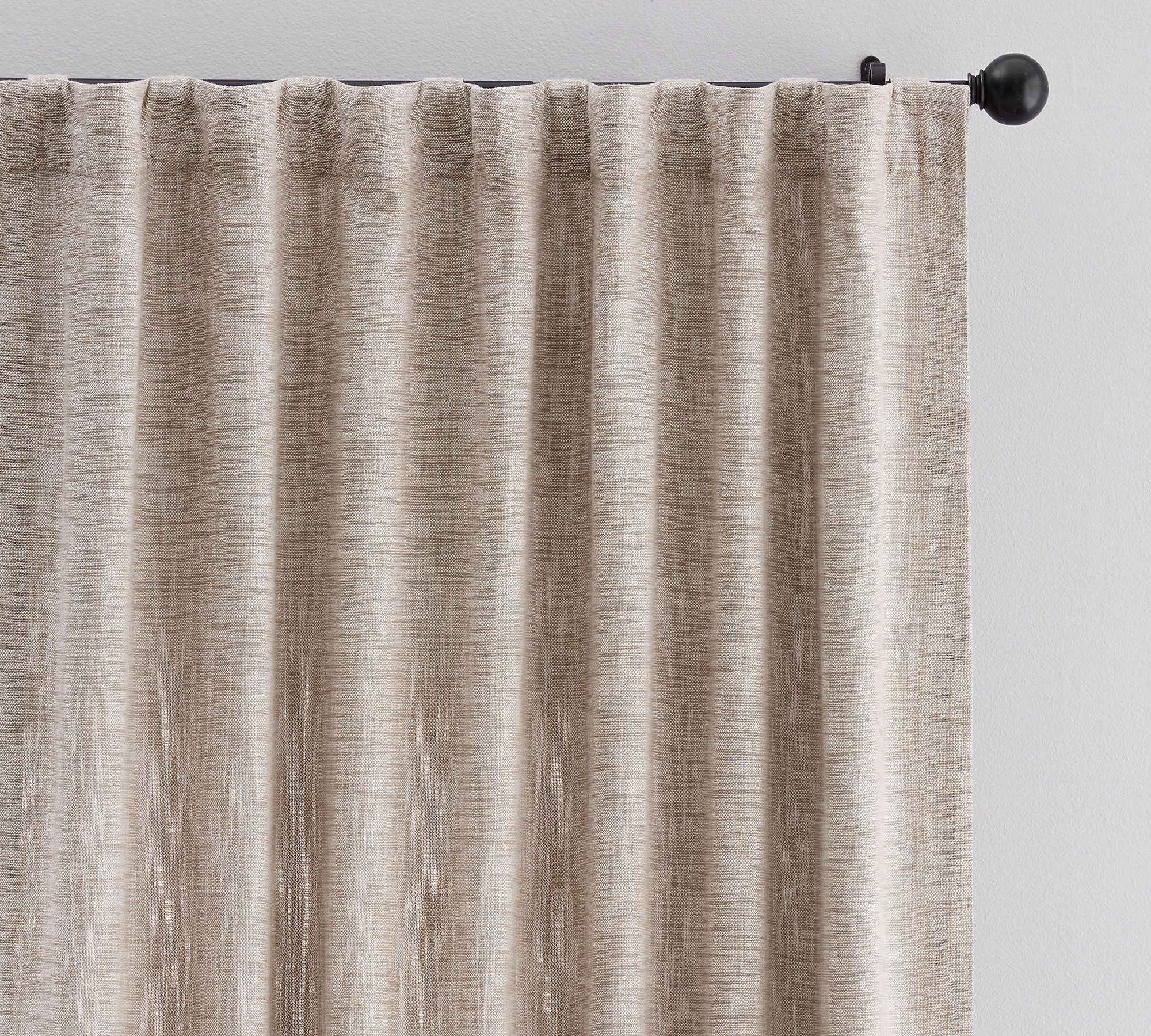 Custom Seaton Textured Cotton Curtain - Dark Flax