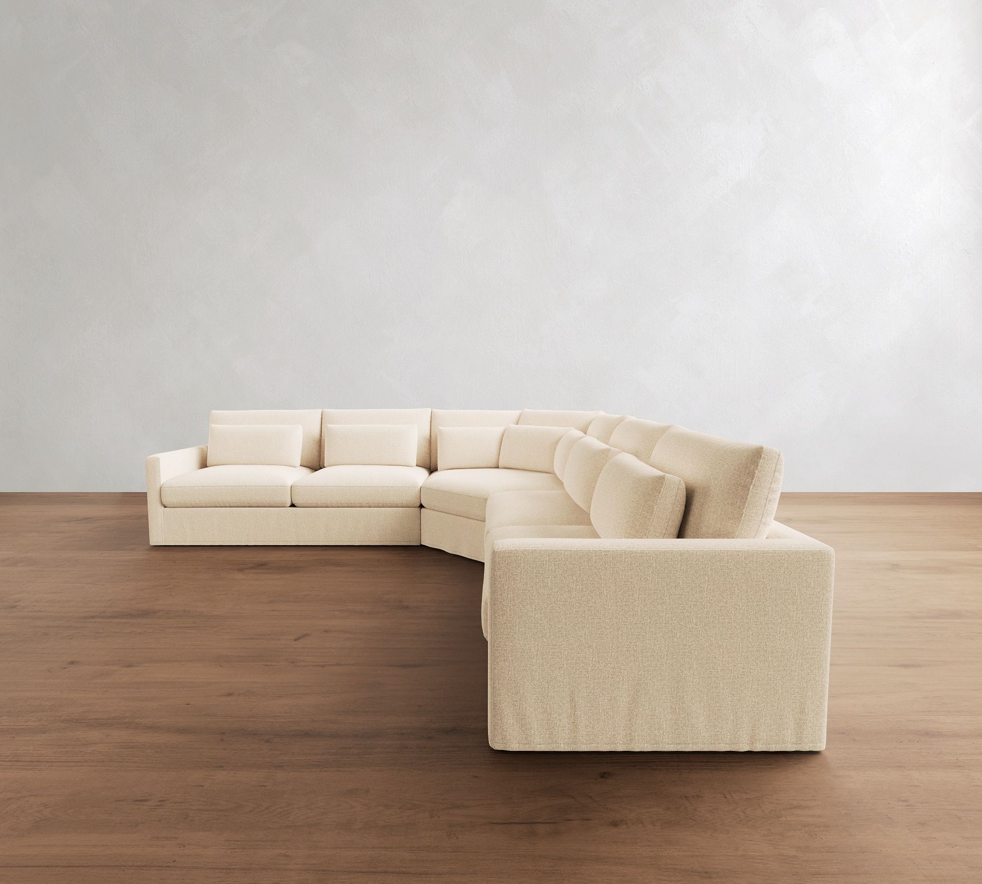 Westwood Slim Arm Deep Seat Slipcovered 3-Piece L-Shaped Wedge Sectional (130")