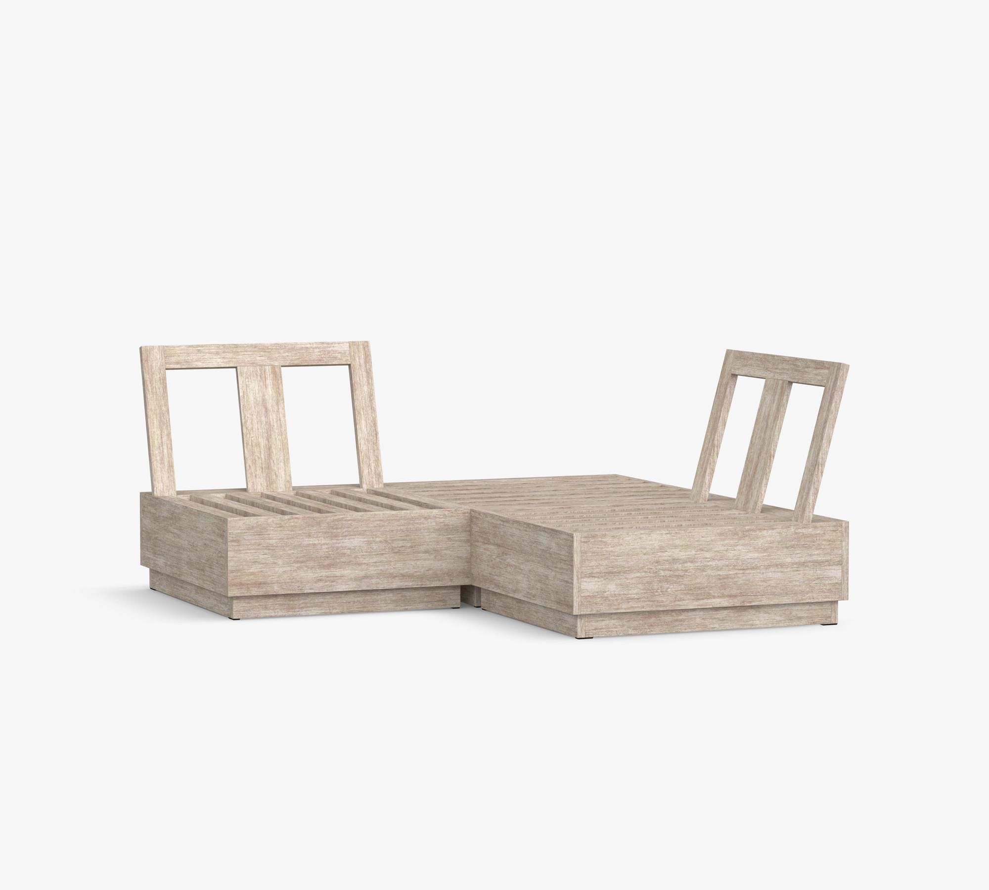 Indio Eucalyptus Modern Platform 3-Piece Modular Outdoor Sectional (91")