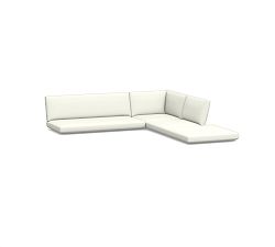 Indio Modern Outdoor Sect. 4pc-Armless Loveseat, Chair, Crnr, Ottoman, HP Canvas; White