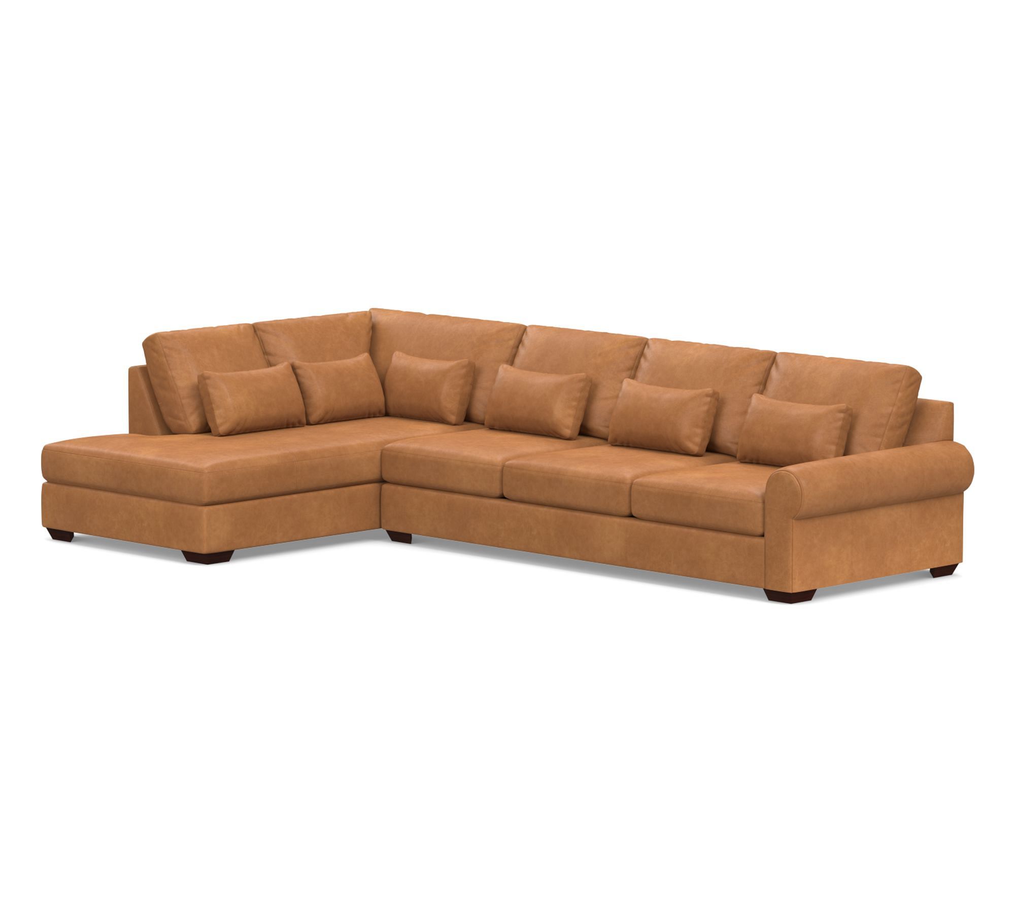 Big Sur Roll Arm Deep Seat Leather Return Bumper Sectional (122"&ndash;154") - thumbnail 4