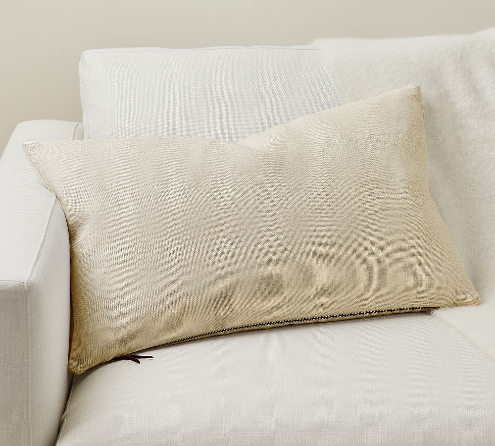 "Bone" Belgian Linen Lumbar Pillow 16" x 26", Bone With Insert