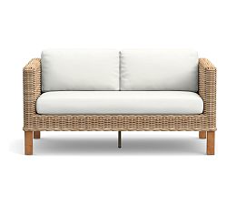 Huntington Petite Cushion Cover Outdoor Loveseat, High Performance Recycled Canvas, Frost