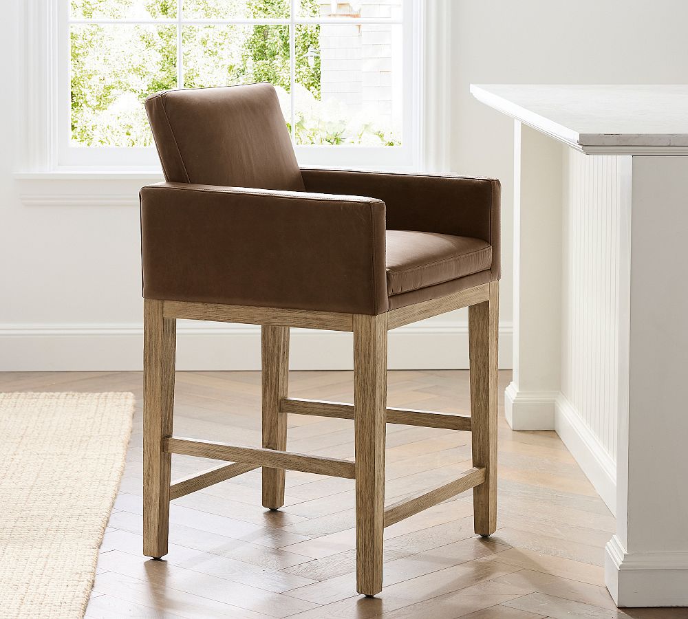 Jake Leather Stool by Pottery Barn