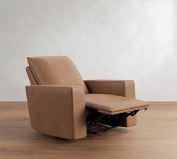 Larkspur Square Leather Power Swivel Glider Recliner