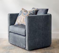 Open Box: Ayden Barrel Arm Leather Swivel Chair