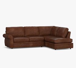 Pearce Roll Arm Leather Return Bumper Sectional (117")
