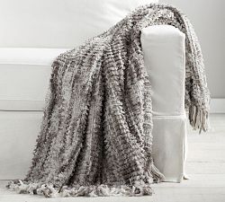 Faux Fur Woven Fringe Throw