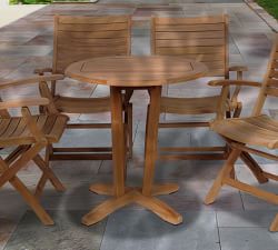 Val 5-Piece Teak Bistro Table with Maya Folding Dining Armchair Set