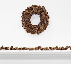 Faux Pinecone Wreath &amp; Garland