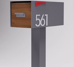 Post &amp; Porch Malone Post Mounted Mailbox with Wood Door
