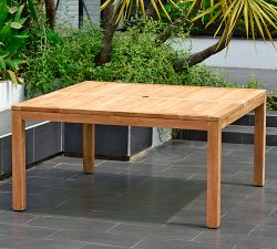 Saldano 9-Piece Teak Square Dining Table with Maya Folding Dining Armchair Set