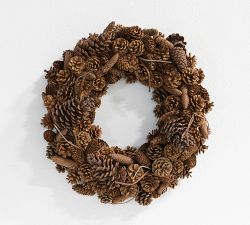 Faux Pinecone Wreath &amp; Garland