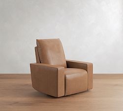 Larkspur Square Leather Power Swivel Glider Recliner