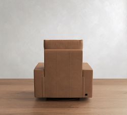 Larkspur Square Leather Power Swivel Glider Recliner