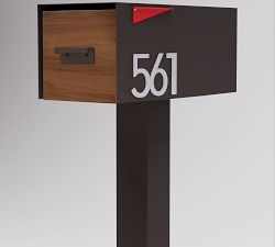 Post &amp; Porch Malone Post Mounted Mailbox with Wood Door