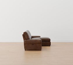 Turner Roll Arm Leather Power Reclining Chaise Sectional (105"&ndash;117")