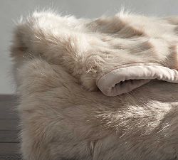 Faux Fur Tightly Ruched Throw