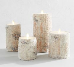 Open Box: Premium Flickering Flameless Wax Pillar Candles - Sugared Birch