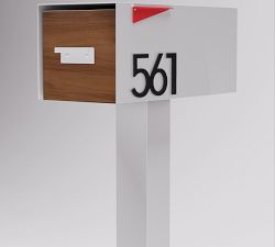Post &amp; Porch Malone Post Mounted Mailbox with Wood Door