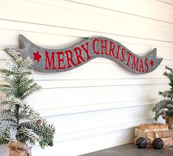 Merry Christmas Metal Banner Wall Decor