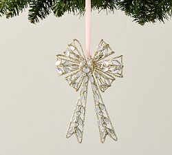LoveShackFancy Silver Glitter Cage Bow Ornament