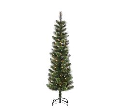 Pre-Lit Hard Mixed Cashmere Pencil Faux Pine Tree